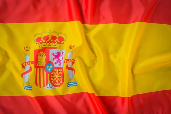 Bandera de España ondeando con el escudo, formación para administraciones públicas