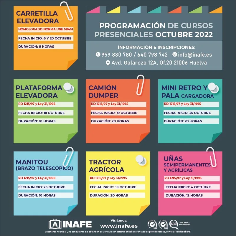 Programación cursos Octubre 2022 (Huelva)