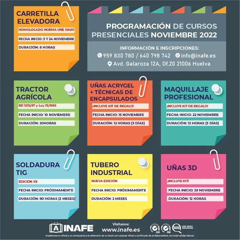 Programación cursos Noviembre 2022 (Huelva)