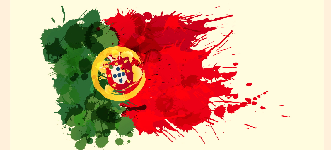 Bandera de Portugal en salpicaduras de pintura (formación para administraciones públicas)