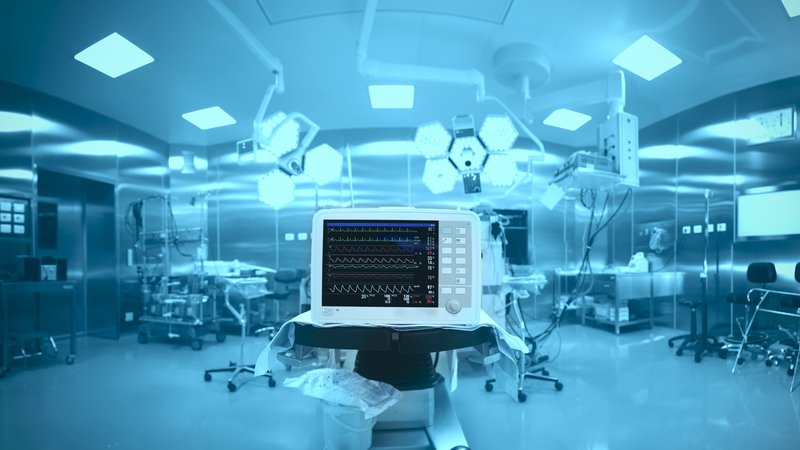 Monitor de constantes en quirófano vacío — formación para el empleo