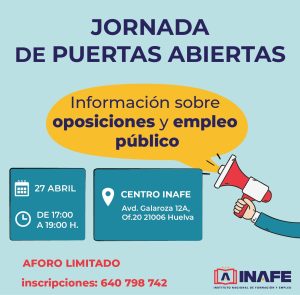 Cartel 'Jornada de puertas abiertas' sobre oposiciones y formación para el empleo